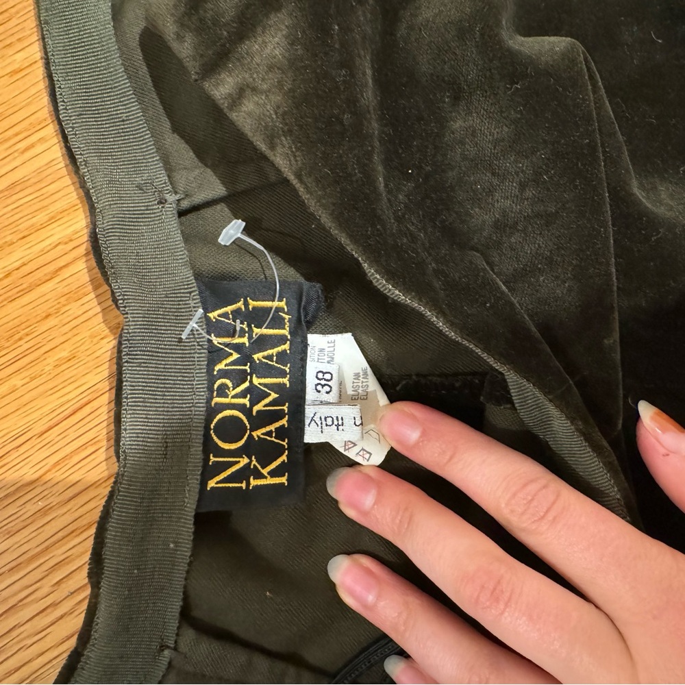 Norma Kamali Olive Green Velvet pants